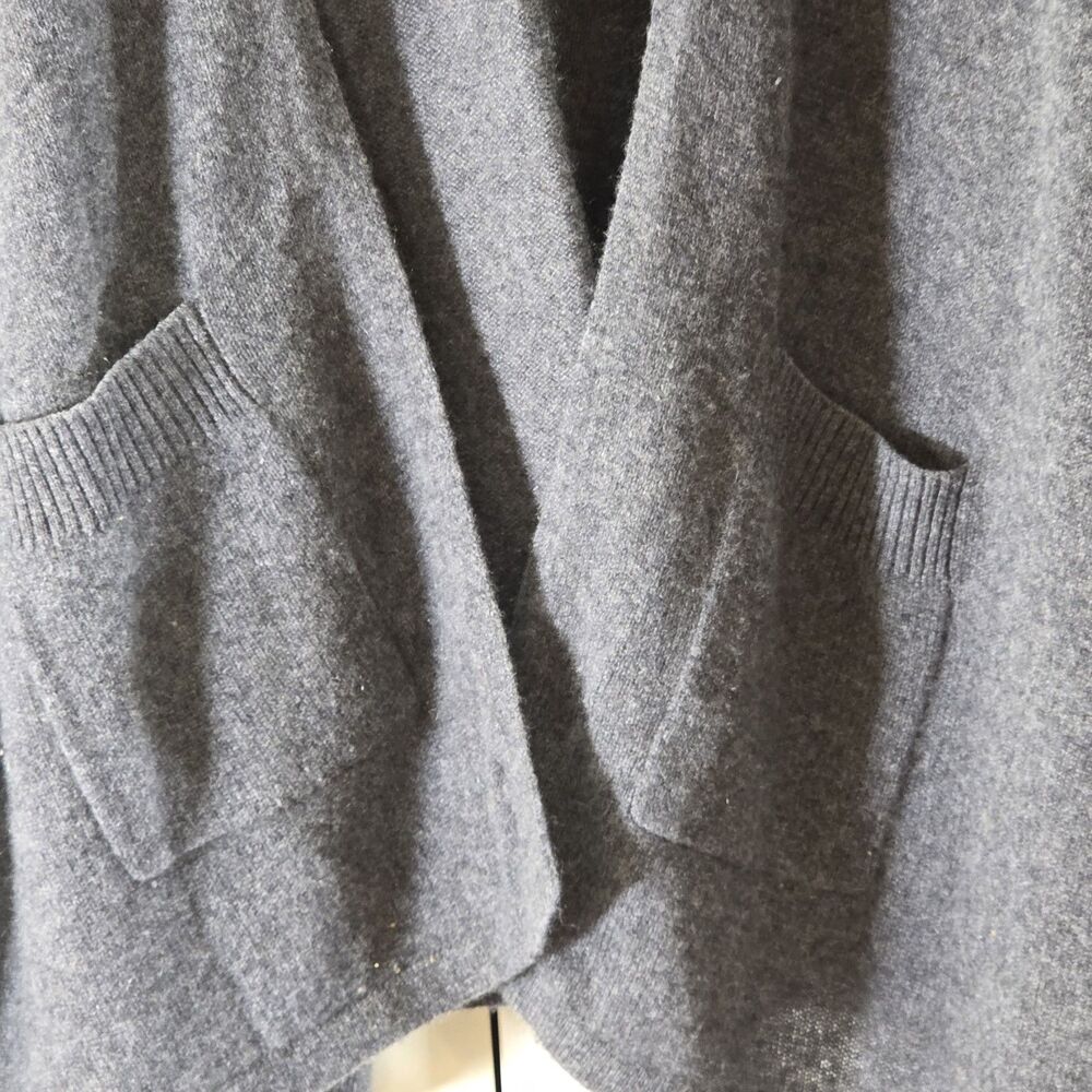 Nordstrom Women Gray Cashmere Poncho Cardigan Open Front Oversized Pockets - Picture 7 of 12